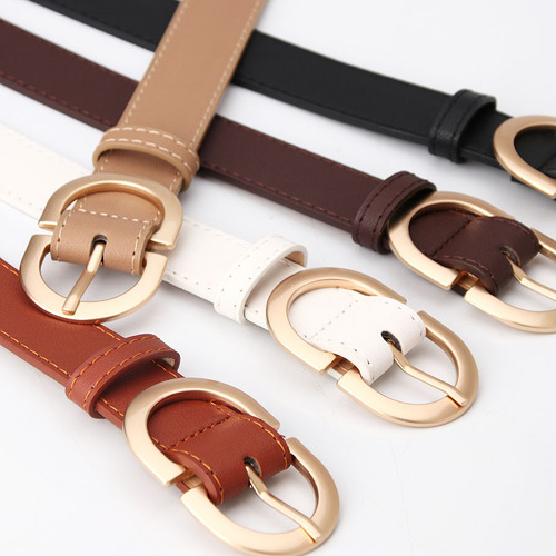 Women's belt female simple all-match jeans belt ins style Korean style casual metal buckle student belt manufacturer approved