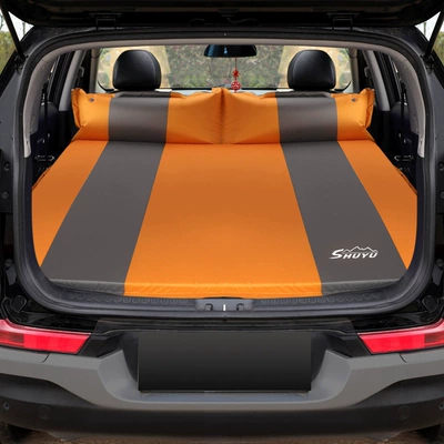 Foldableing Thick Sleeping Pad, Vehicle-mounted inflatable bed - flat-orange-gray-orange-5cm-straight-edge