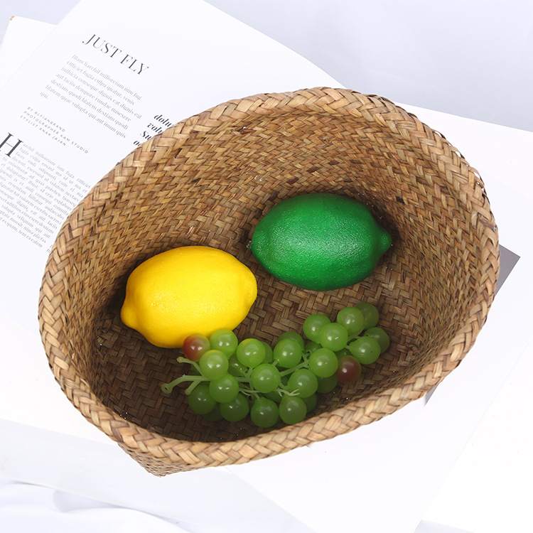 Factory wholesale modern pastoral seaweed woven basket living room desk finishing storage basket hotel dirty clothes storage basket