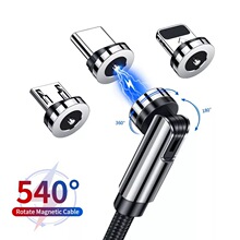540度旋轉磁吸數據線適用蘋果安卓Type-c三合一手機充電線快充