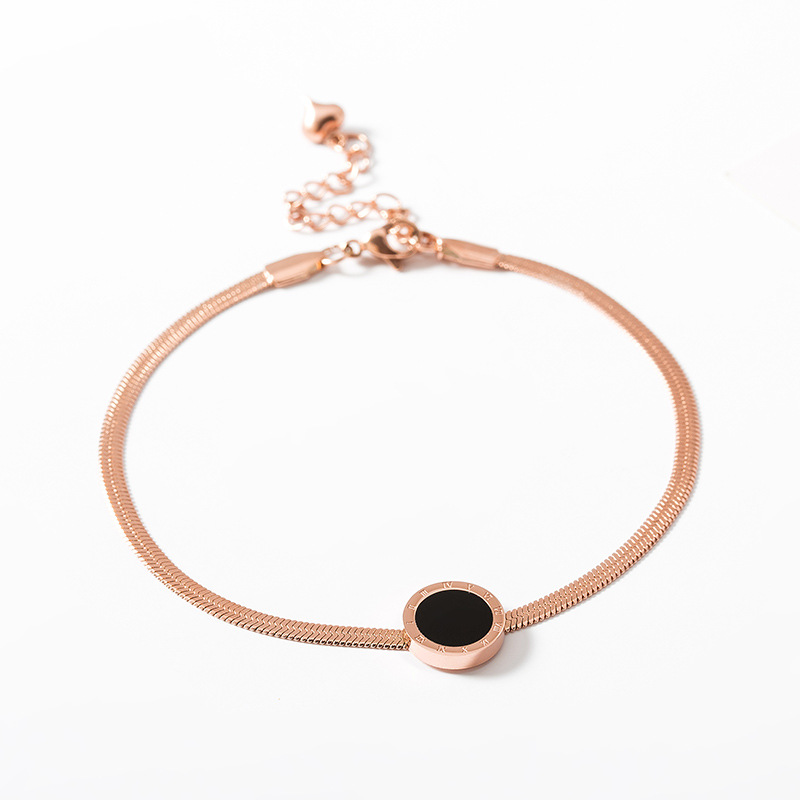 Romana disco digital de hueso de serpiente Cadena de tobillo de acero de titanio tobillera anillo de la pierna femenina joyería de la playa de las mujeres joyería popular en línea