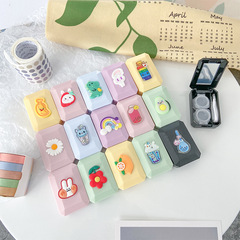 Japanese and Korean cartoon contact lens case creative ins style cartoon simple portable acrylic pattern contact lens storage box