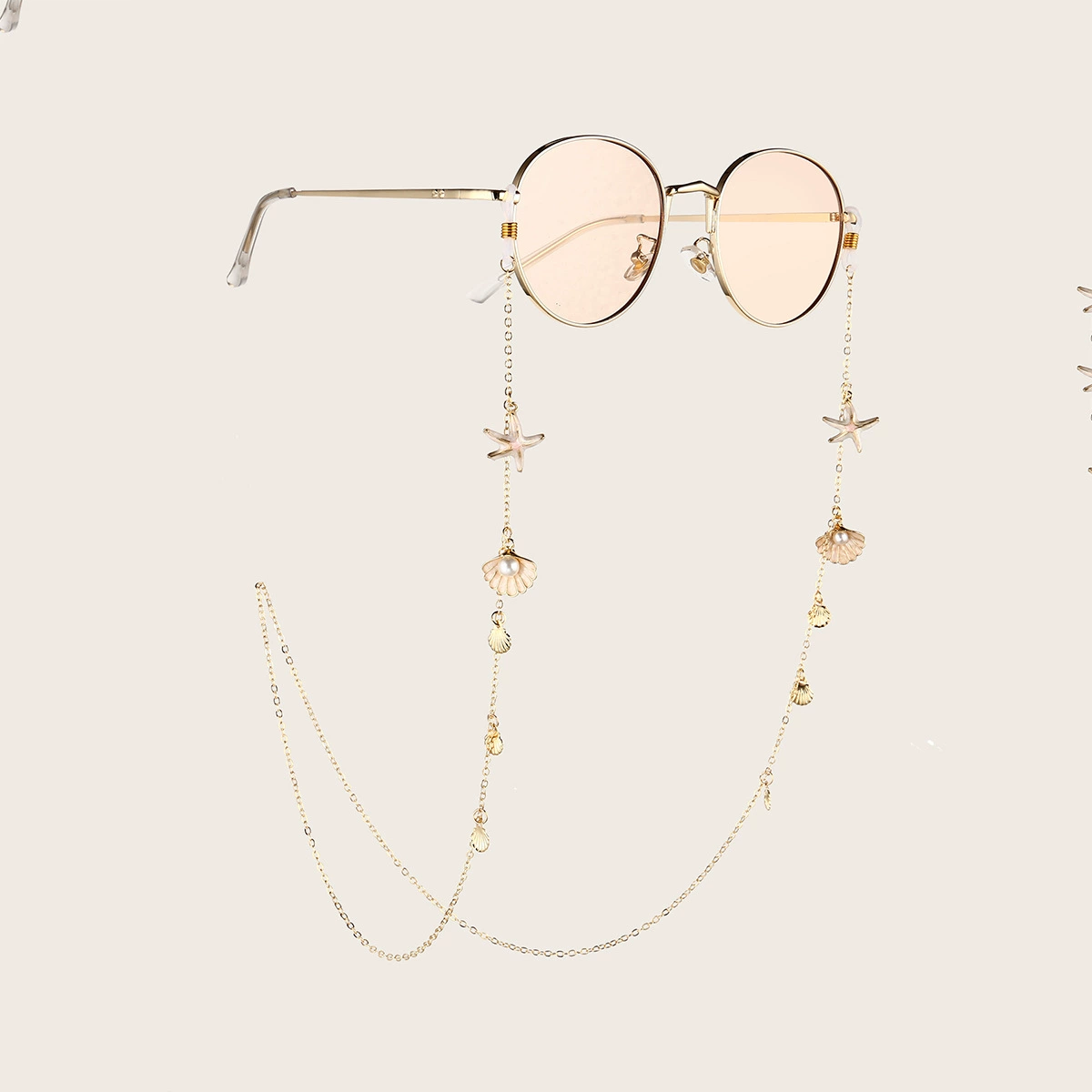 Metal glasses, non-slip chain, medical mask, strap, simple and elegant design