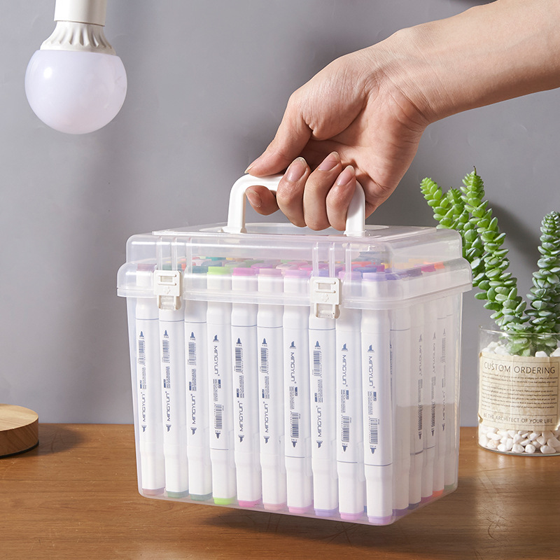 Caja de marcador caja de almacenamiento 80 unids caja transparente de plástico portátil acuarela Mark caja de la pluma
