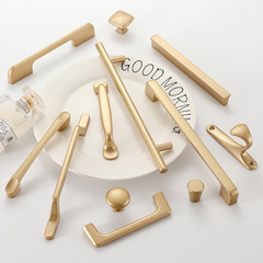 Golden simple aluminum alloy handle cabinet wardrobe handle Nordic modern simple drawer shoe cabinet door handle hardware