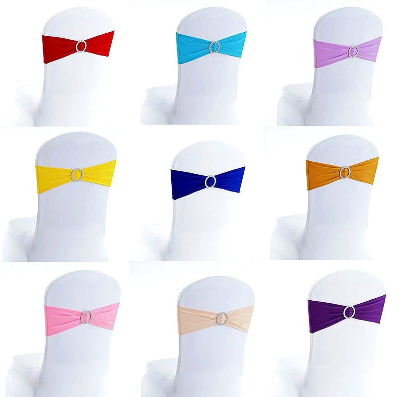 Фиолетовый синий зеленый Свадебные украшения спинка стула Цветок бесплатно эластичная Пряжка для сверла сиденья лук ремешок для спинки сиденья оптом в наличии