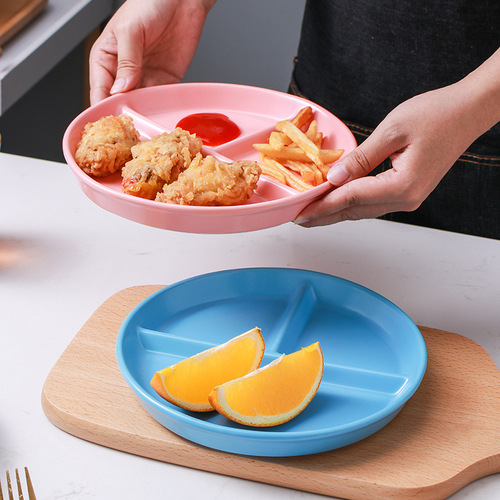 One person food ceramic partition plate snack plate plate Internet celebrity ins children's baby dinner plate onion ginger garlic multi-grid plate
