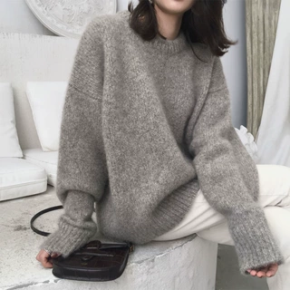 套头毛衣女秋季外穿2025年新款跨境韩版宽松慵懒风打底衫内搭上衣