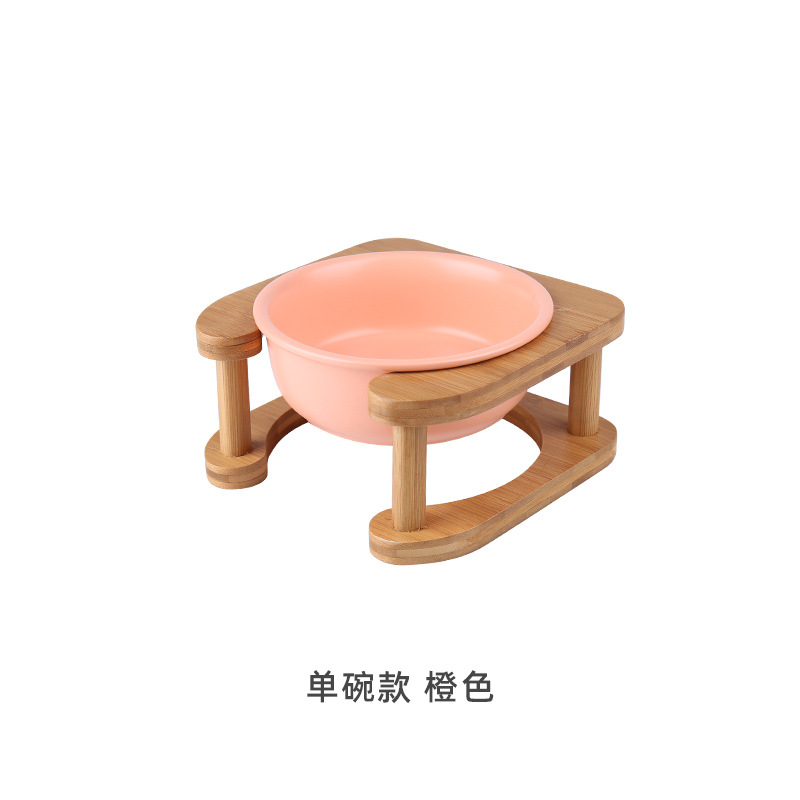 Taza de gato de cerámica gato tazón de comida gato tazón de perro de cerámica tazón de perro tazón de fuente de doble tazón de la columna cervical anti-golpe