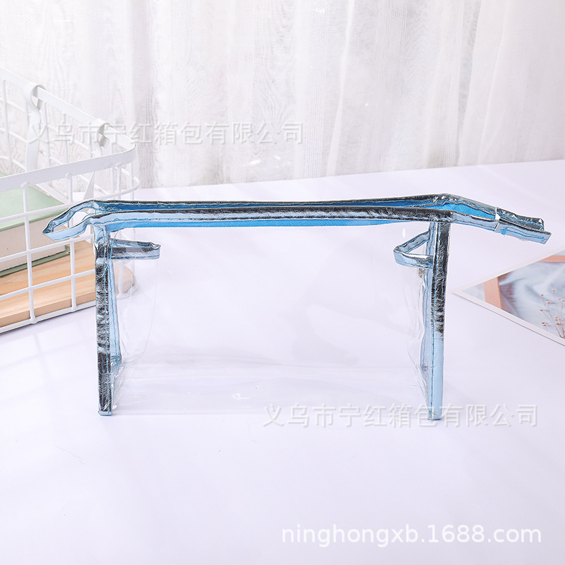 Suministro directo transfronterizo bolsa transparente de PVC impermeable bolsa de cosméticos bolsa de lavado Portátil Bolsa de almacenamiento de gran capacidad logotipo impreso