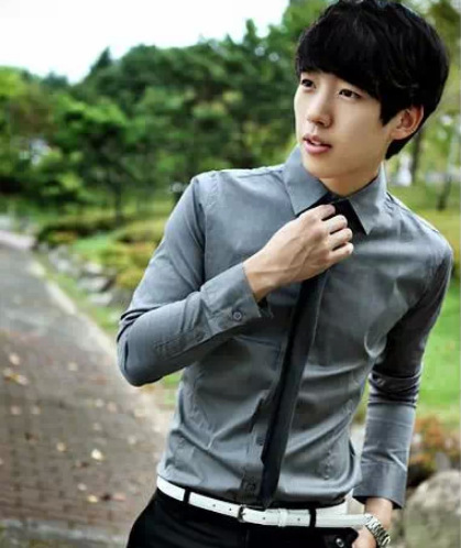 Comercio exterior nuevo en stock Full Goods camisa de hombre multicolor casual de los hombres de la moda del color del caramelo camisa de manga larga