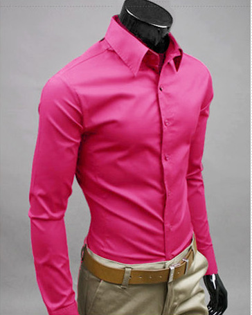 Comercio exterior nuevo en stock Full Goods camisa de hombre multicolor casual de los hombres de la moda del color del caramelo camisa de manga larga