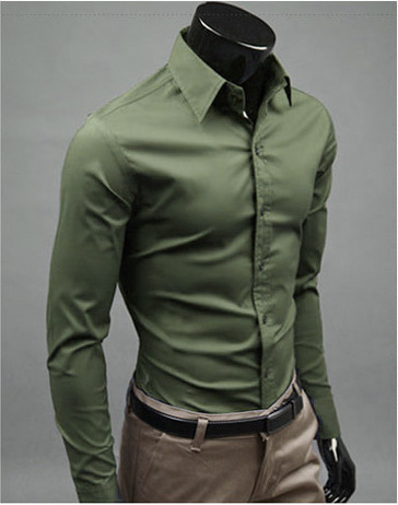 Comercio exterior nuevo en stock Full Goods camisa de hombre multicolor casual de los hombres de la moda del color del caramelo camisa de manga larga