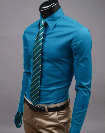 Comercio exterior nuevo en stock Full Goods camisa de hombre multicolor casual de los hombres de la moda del color del caramelo camisa de manga larga