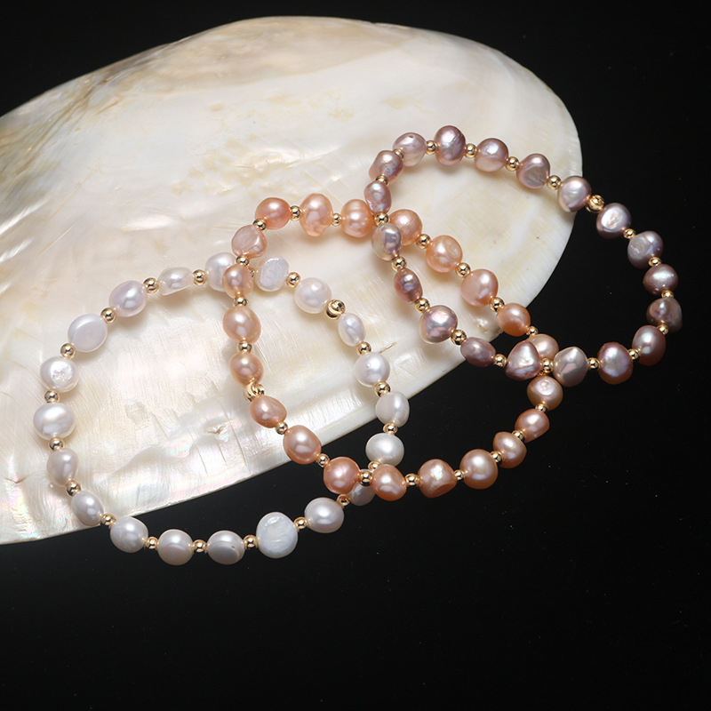 A large number of wholesale natural freshwater pearl bracelet women's fashion two-sided light real pearl jewelry stalls stall supply