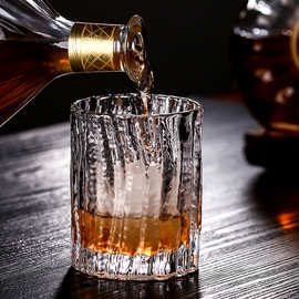 日式创意酒杯树纹杯水晶玻璃杯洋酒杯威士忌杯日本锤纹ins啤酒杯