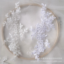 本白色现货刺绣车骨对花车股花边婚纱礼服辅料蕾丝 贴花diy补丁花