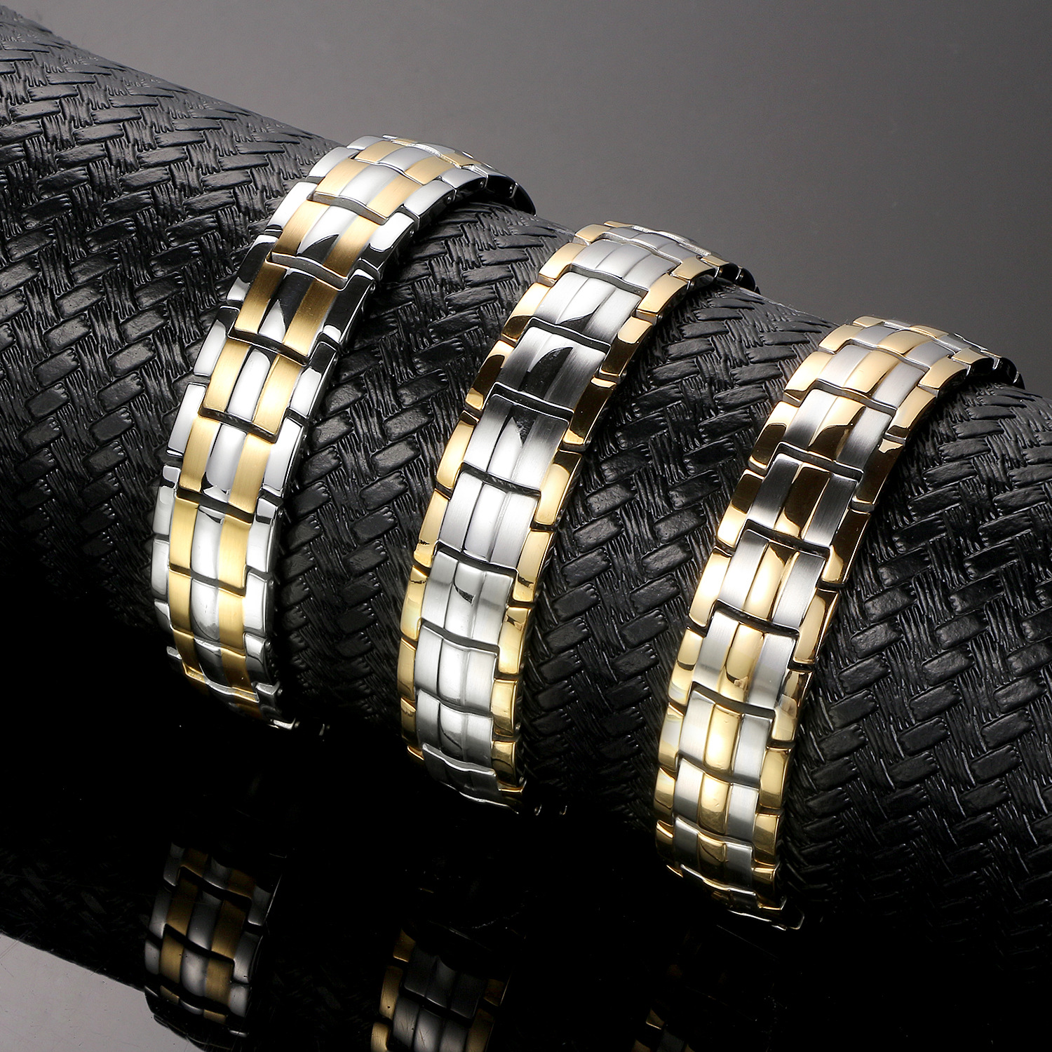 Magnetic bracelet stainless steel natural stone