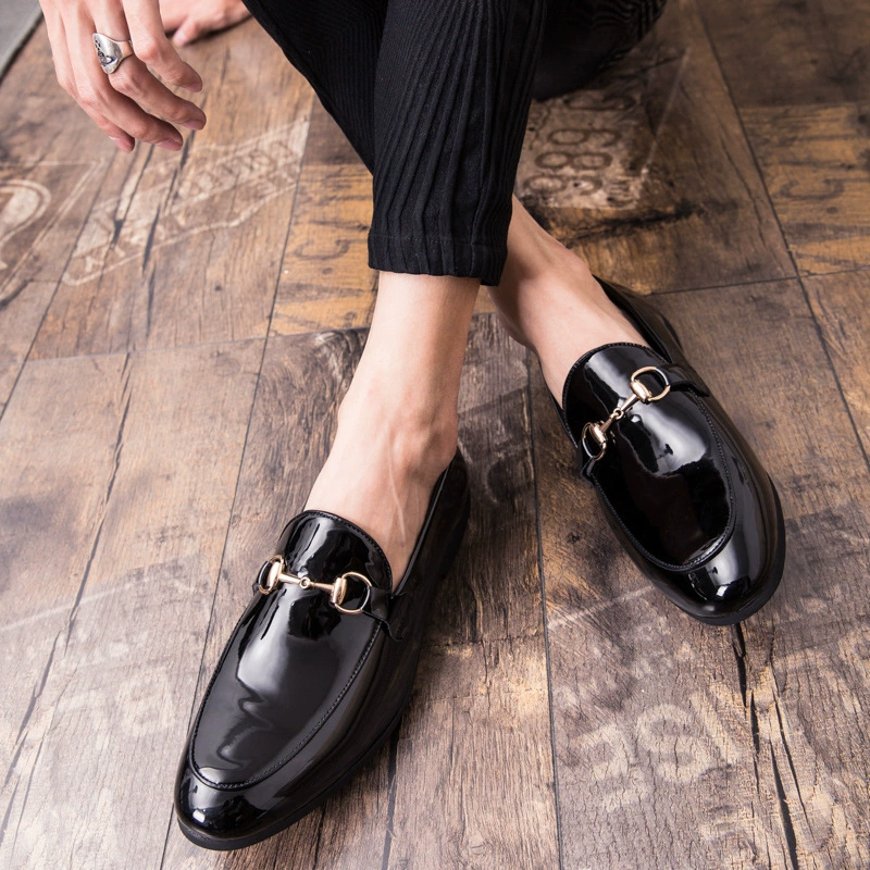Трансграничная весна и осень новая мужская повседневная кожаная обувь мужская модная тенденция повседневная дикая педаль ленивая обувь бобовая обувь