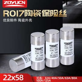 中宇陶瓷保险丝管R017 22*58 16A-125A熔断器RT18-125RT14-63熔芯