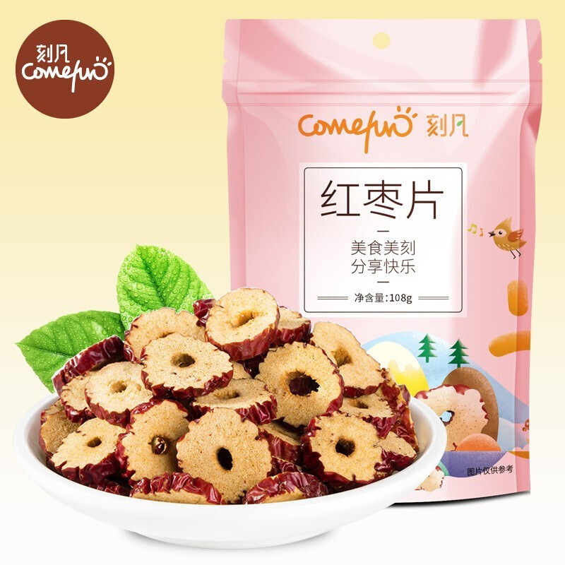 Kefan Jujube Slice 108g Bag - Xinjiang Crispy Jujube Dried without Pits, Perfect for Tea and a Long-Lasting Snack
