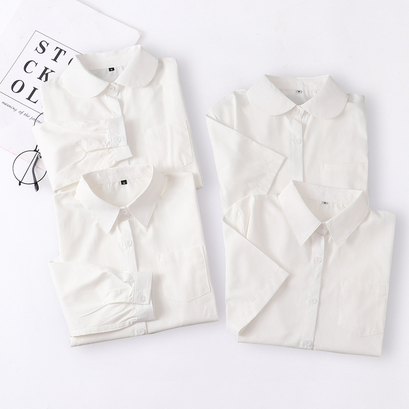 Japanese JK Uniform Long-sleeved White Shirt Student's Top Japanese School Uniform Long-sleeved Pointed Collar Square Collar Break