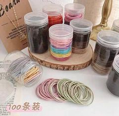 Glossy Color Basic Style Hair Tie for Women, Thin Model, Hair-Safe, Simple and Versatile, High Elasticity, 100 Pieces Hair Ties in a Can