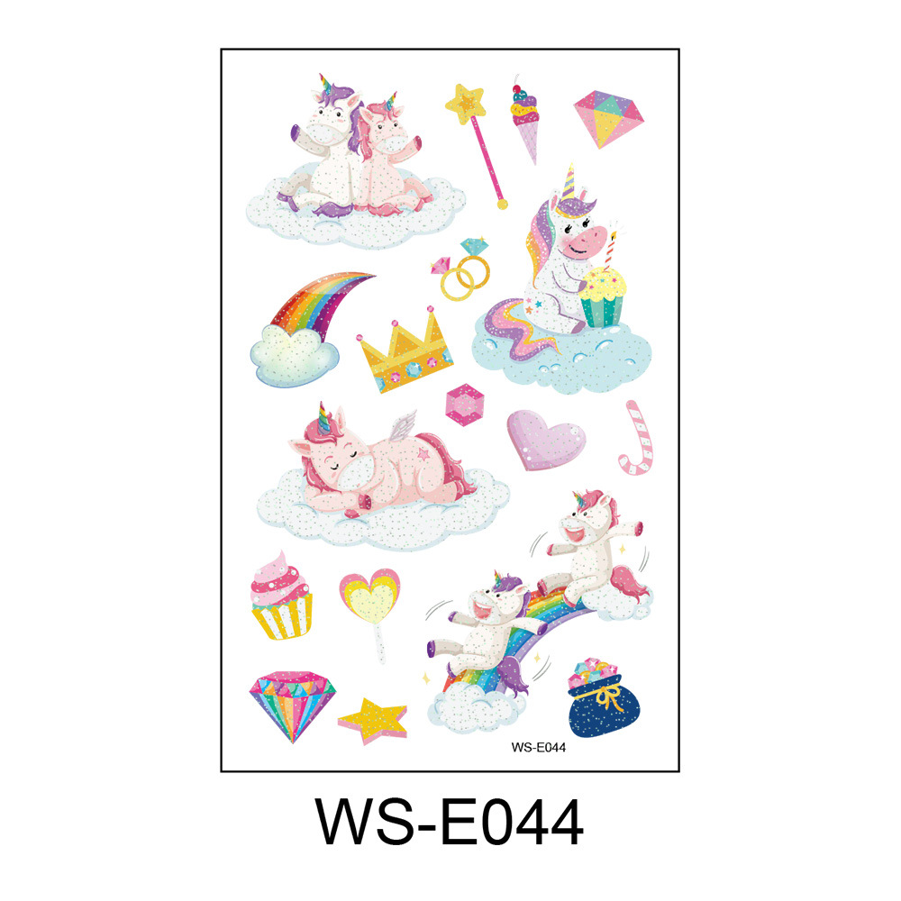 Nuevo punto brillante tatuaje pegatina impermeable y resistente al sudor dibujos animados para niños dinosaurio unicornio insecto tatuaje pegatina