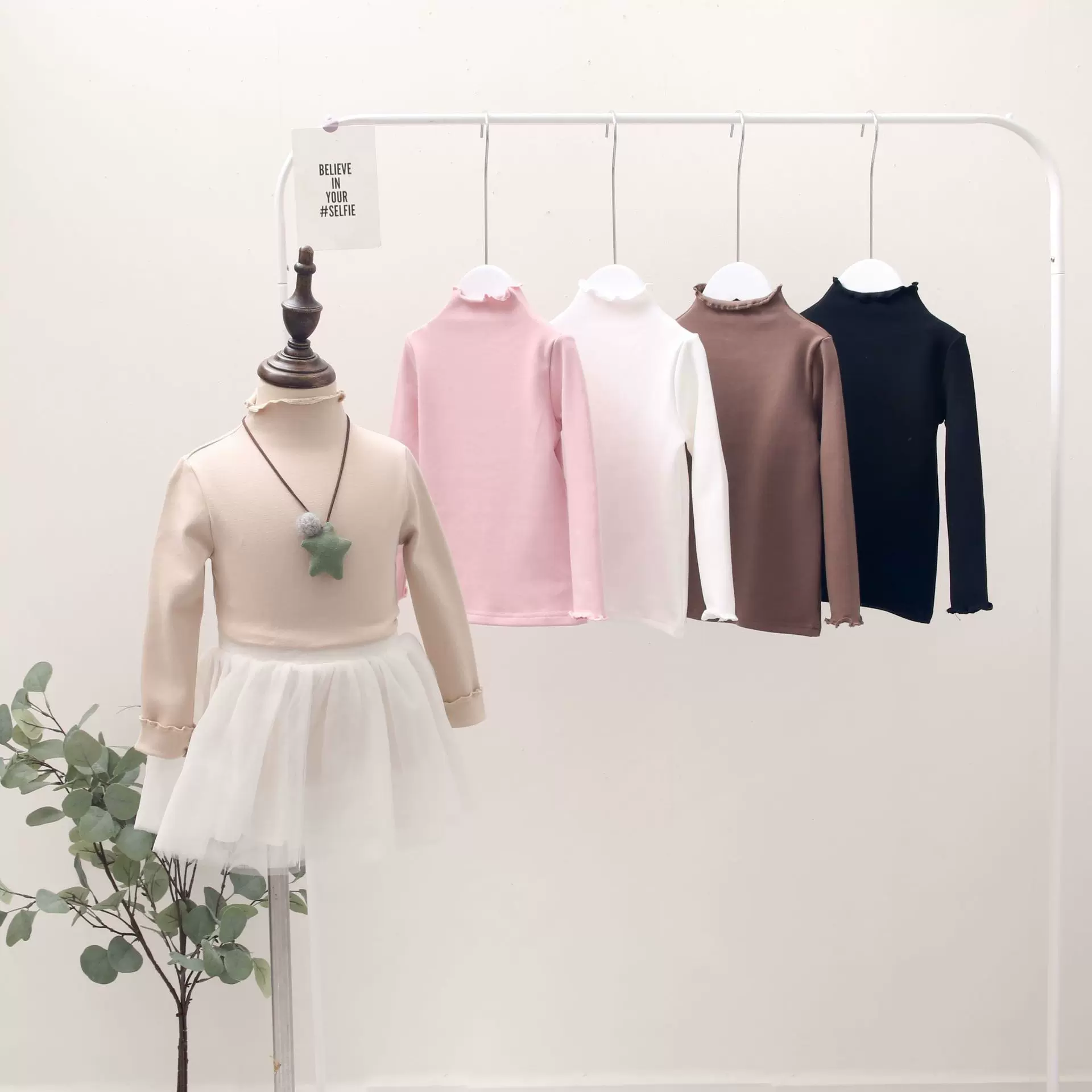 特价女童长袖中领上衣秋冬磨毛翻领打底衫春秋儿童打底衣宝宝童装