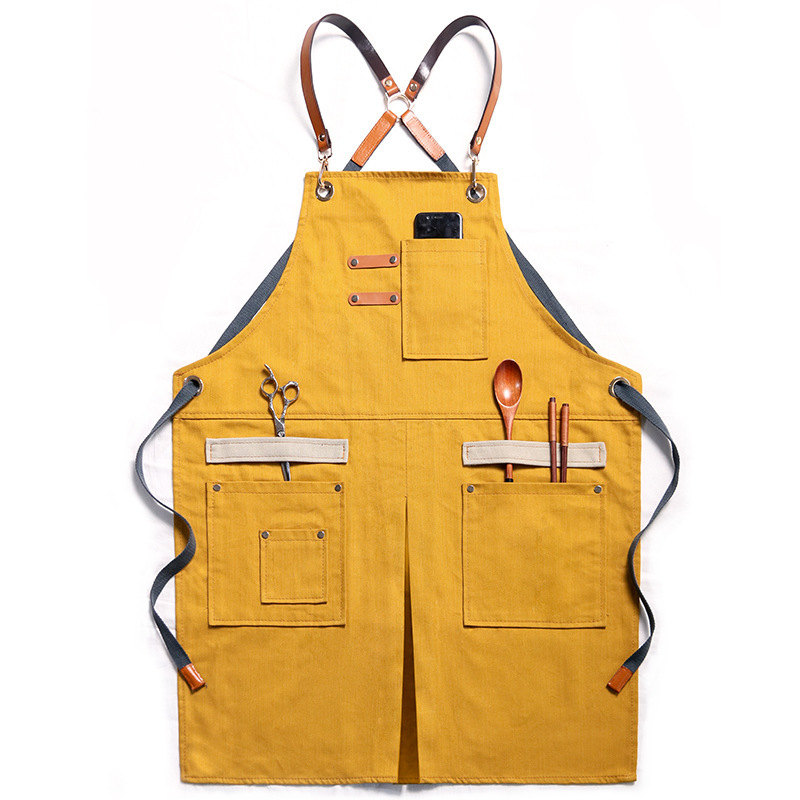 Factory apron denim hair stylist milk tea cake shop barista men's and women's florist work clothes hairdressing logo