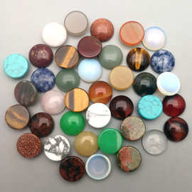 速卖通16mm天然石头半圆形戒面虎眼贴片DIY珠子配件批发祼E18