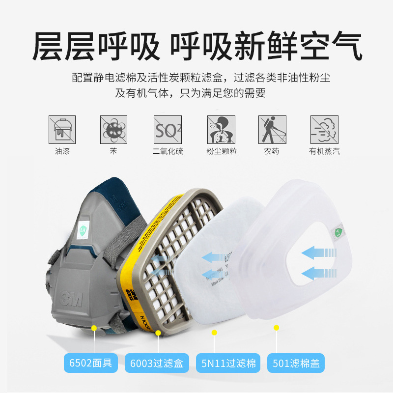 3m6502 con 6003 máscara anti-virus fundición industrial laboratorio químico anti-ácido y álcali gas olor máscara
