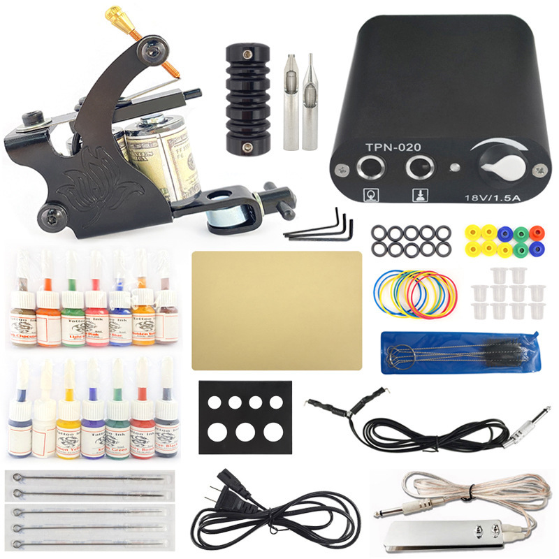And flower tattoo machine suit tattoo tools tattoo full set of tattoo equipment students practice suit cross-border in stock