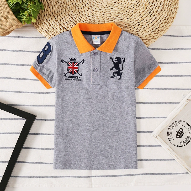 Детская polo футболка хлопковая с короткими рукавами летняя дышащая для мальчиков