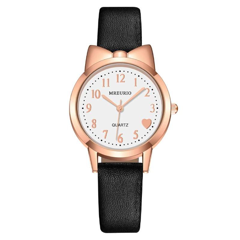 Swiss watch with bow, children's women's watch, belt