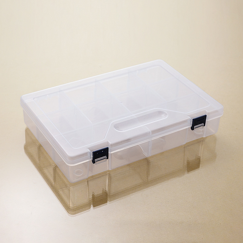 Large 10 Grid Transparent Hardware Tool Box Detachable Grid Double Buckle Fitting Box Accessories Multifunctional Plastic Storage Box