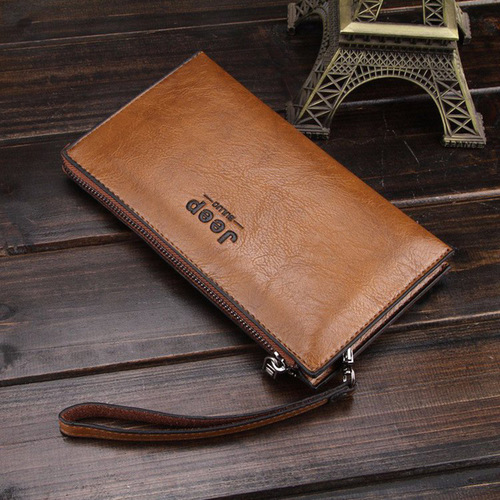 New men's clutch zipper bag Korean version business casual retro ultra-thin wallet wallet mobile phone bag ticket holder