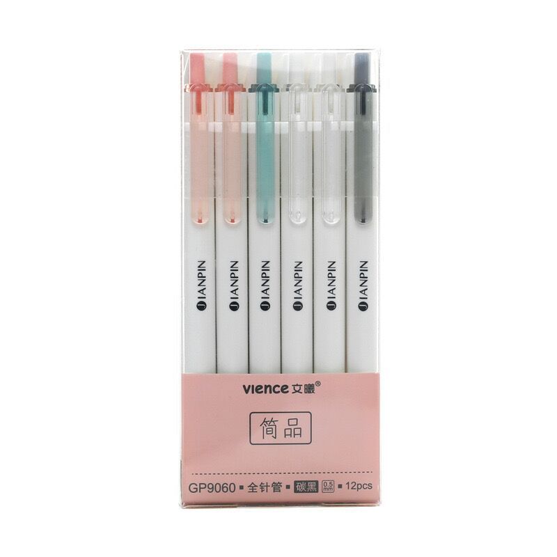 (2개) WEN XI 프레스 젤 펜 블랙 0.5MM 전체 바늘 간단한 제품 창조적 인 학생 검은 잉크 펜 사인 펜 도매