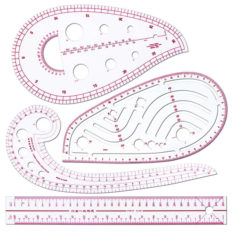 Cross-border multi-functional clothing measuring set 4-piece sewing measuring sleeve cage scale curve design set