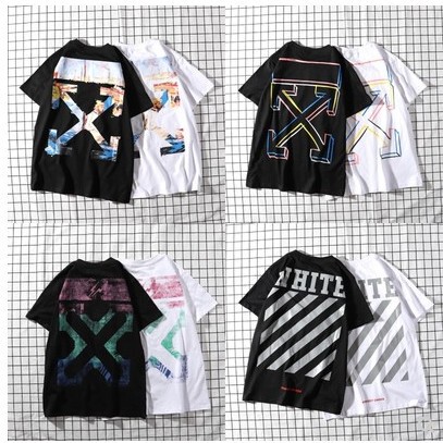 260g Off Ow White Monet Oil Painting Arrow T-Shirt Loose Couple's Outfit Limited Edition Short-Sleeve Trendy 19Ss