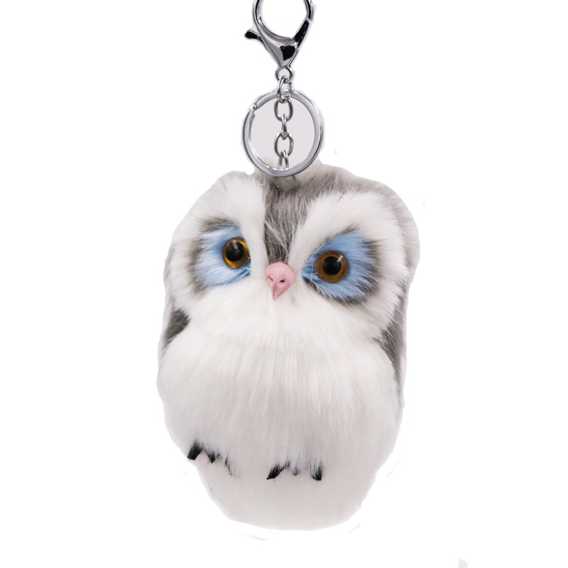 Nuevo caliente-Venta de imitación de piel de conejo búho colgante de piel bolsa de coche colgante lindo animal de peluche llavero