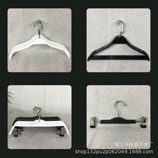 厂家直销开学季服装店女装加厚实心衣挂夹板衣架光面防滑白色工厂