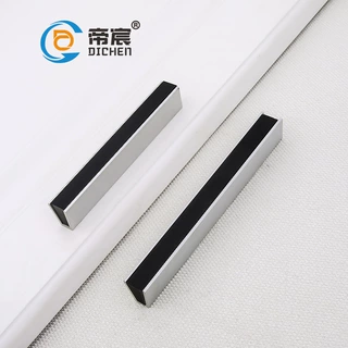 橱柜柜门拉手美式现代简约黑色简欧哑黑拉手 铝合金实心明装拉手