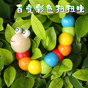 Factory supply wood changeable color twist Macaroon Caterpillar children's beneficial intelligence wooden gifts wholesale