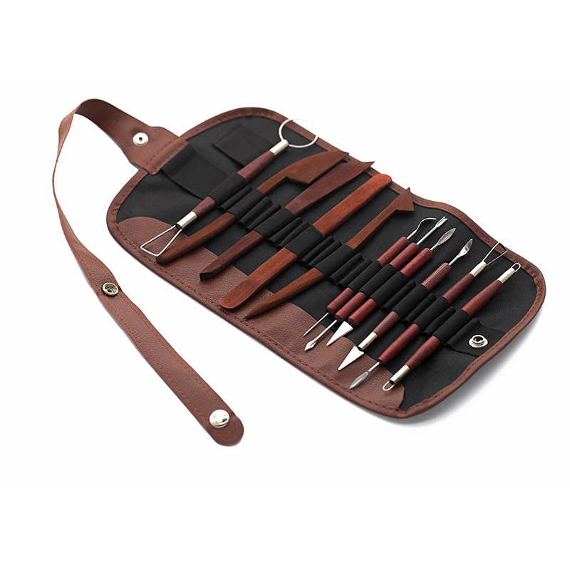 Herramientas de cerámica transfronterizas 12 unidades traje escultura de arcilla cuchillo de talla raspador combinación Paquete de rollo de arcilla suave herramientas auxiliares