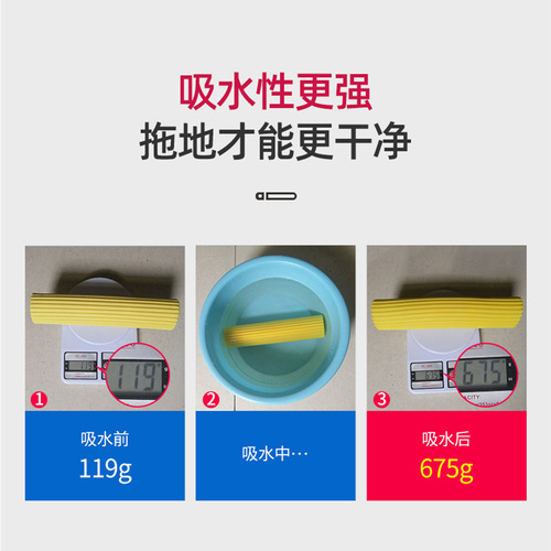 Wholesale Cross-border Roller Brush Rubber Sponge Mop Head PVA Water-absorbent Quick Soft Sponge Replacement Head 38cm Mop Accessory Factory