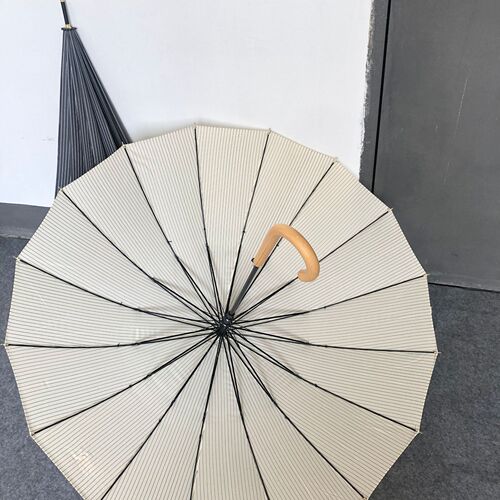 Reinforced wind-resistant straight handle umbrella line long handle straight umbrella 16K curved hook wooden handle umbrella automatic umbrella advertising umbrella logo