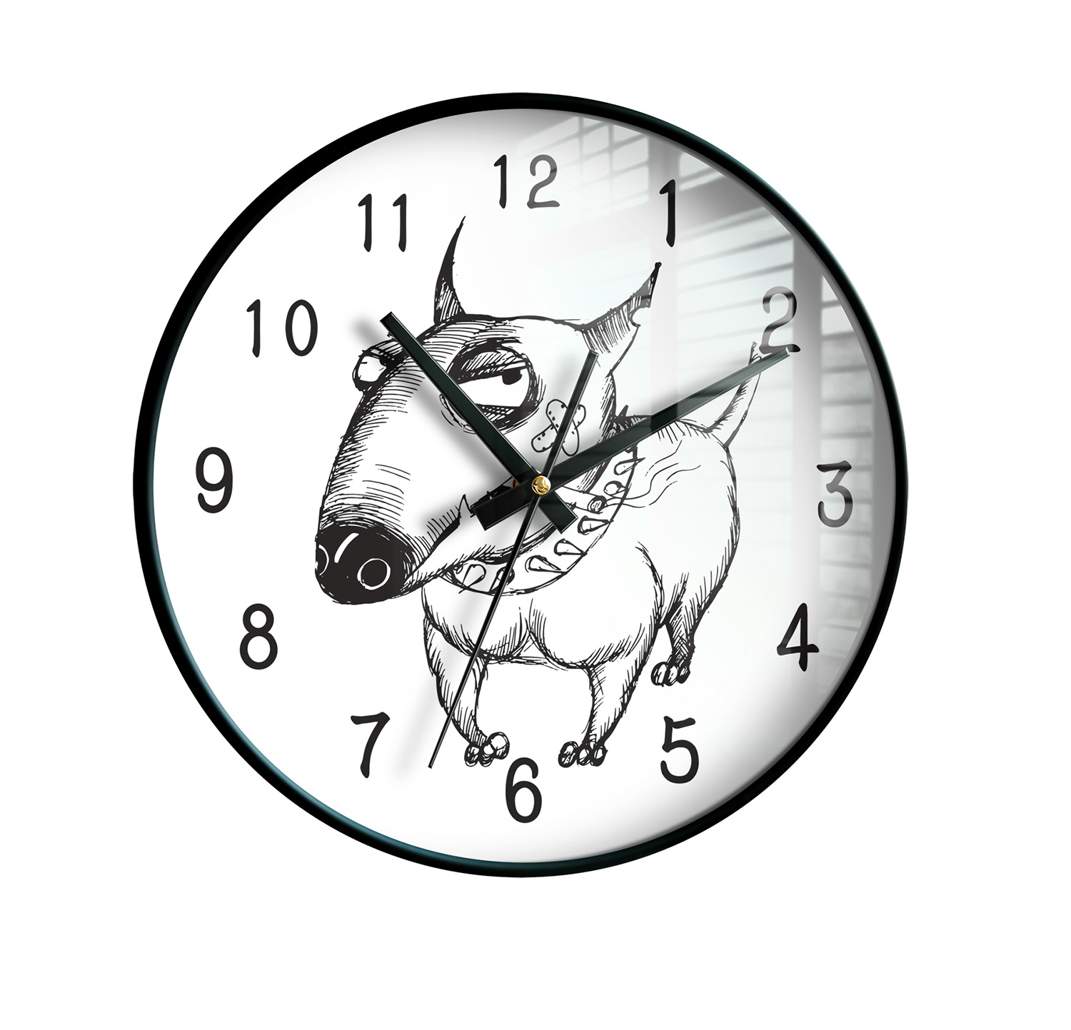 Reloj de pared creativo con notas de animales en blanco y negro, decoración moderna silenciosa de alta definición para dormitorio/oficina/hogar
