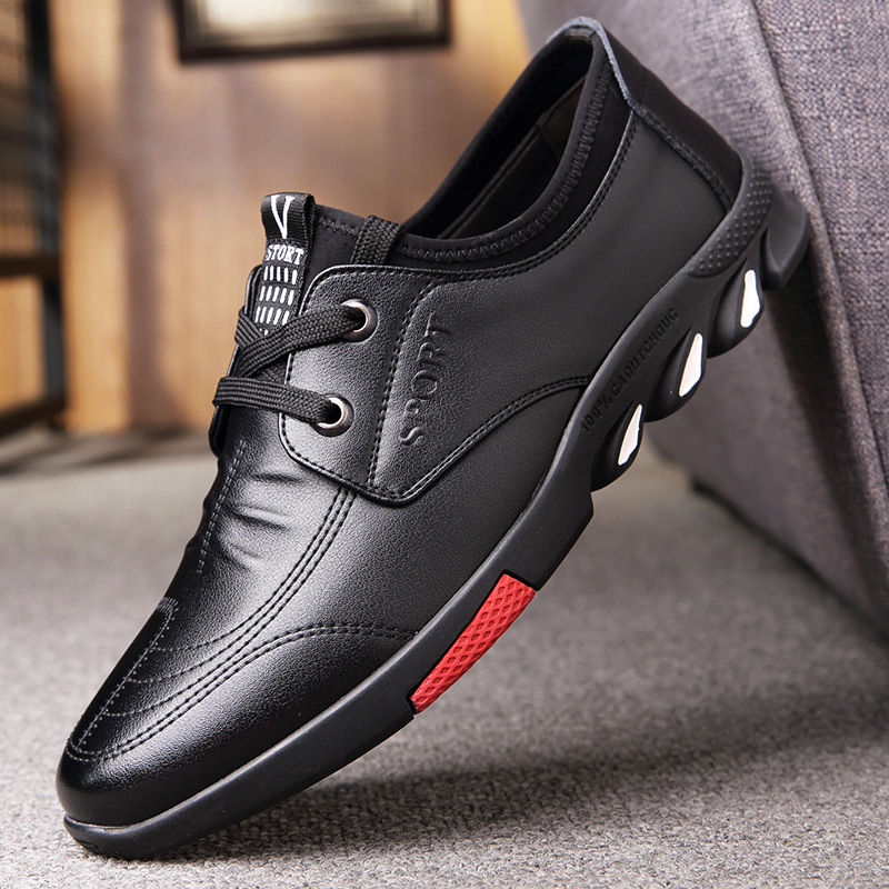Spring new men's shoes cowhide business formal shoes men's hidden height increasing casual lace-up leather shoes men's one-piece delivery