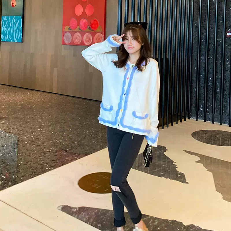 牛仔裤女 秋季新款腿精制造机高腰破洞 小脚长裤